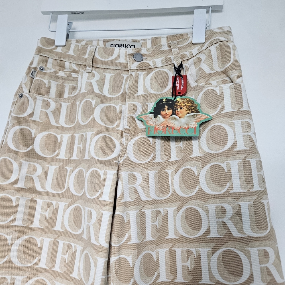 Nwt Fiorucci Italy Patti Ecru With White Lazer Monogram Jeans - Picture 4 of 16